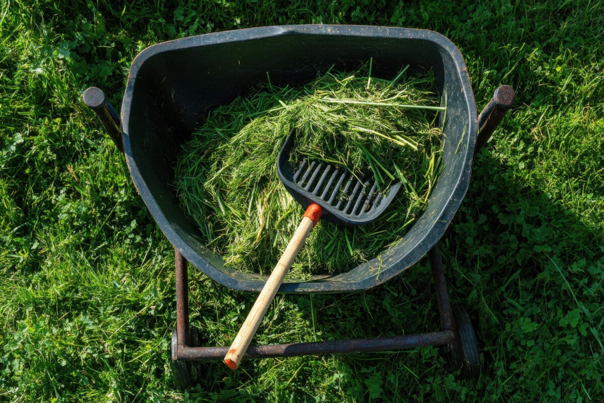 Nupjauta žolė. Nupjauta žolė puikiai tinka kompostui.